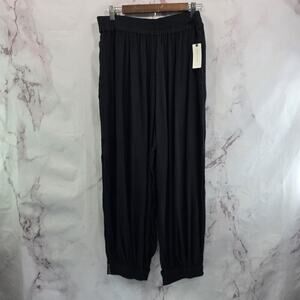 Anthropologie Pants Women Large Black High Rise Gabrielle Slit Harem Balloon Hei